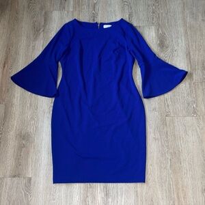 - Calvin Klein blue bell Sleeve Dress size 14 sheath dress holiday party